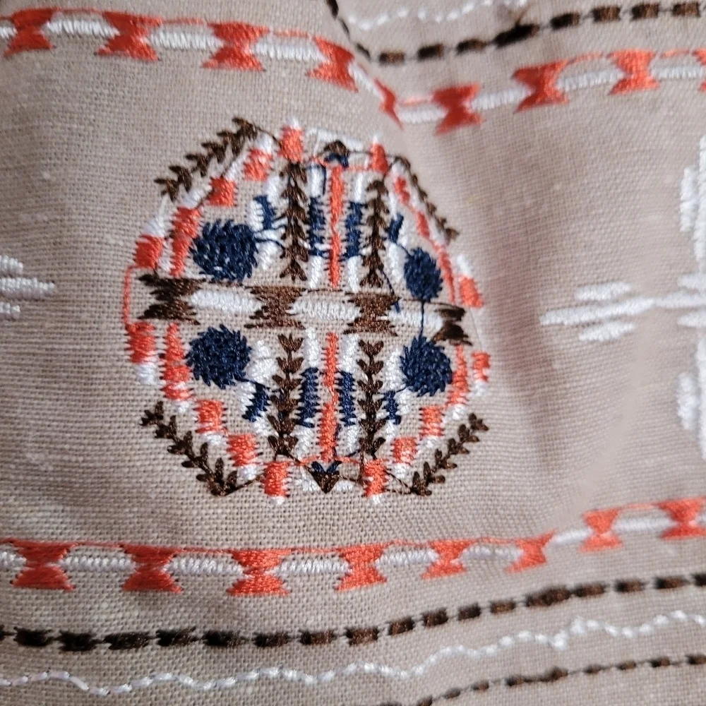 NWOT Esley Linen Blend Size L Southwestern Boho Mini Skirt